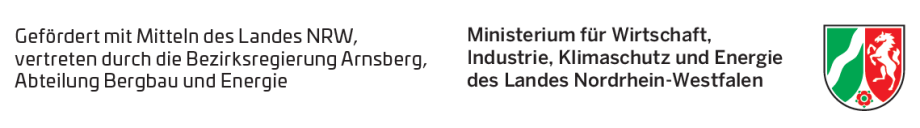 Gefördert mit Mitteln des Landes NRW, vertrete durch die Bezirksregierung Arnsberg, Abteilung Bergbau und Energie